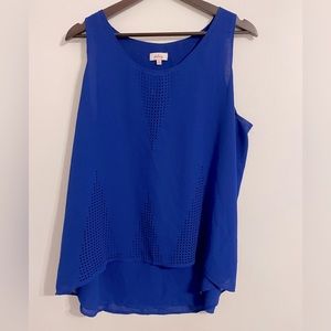 Pixley Blue Laser Cut Out Detail Blue Sleeveless Top